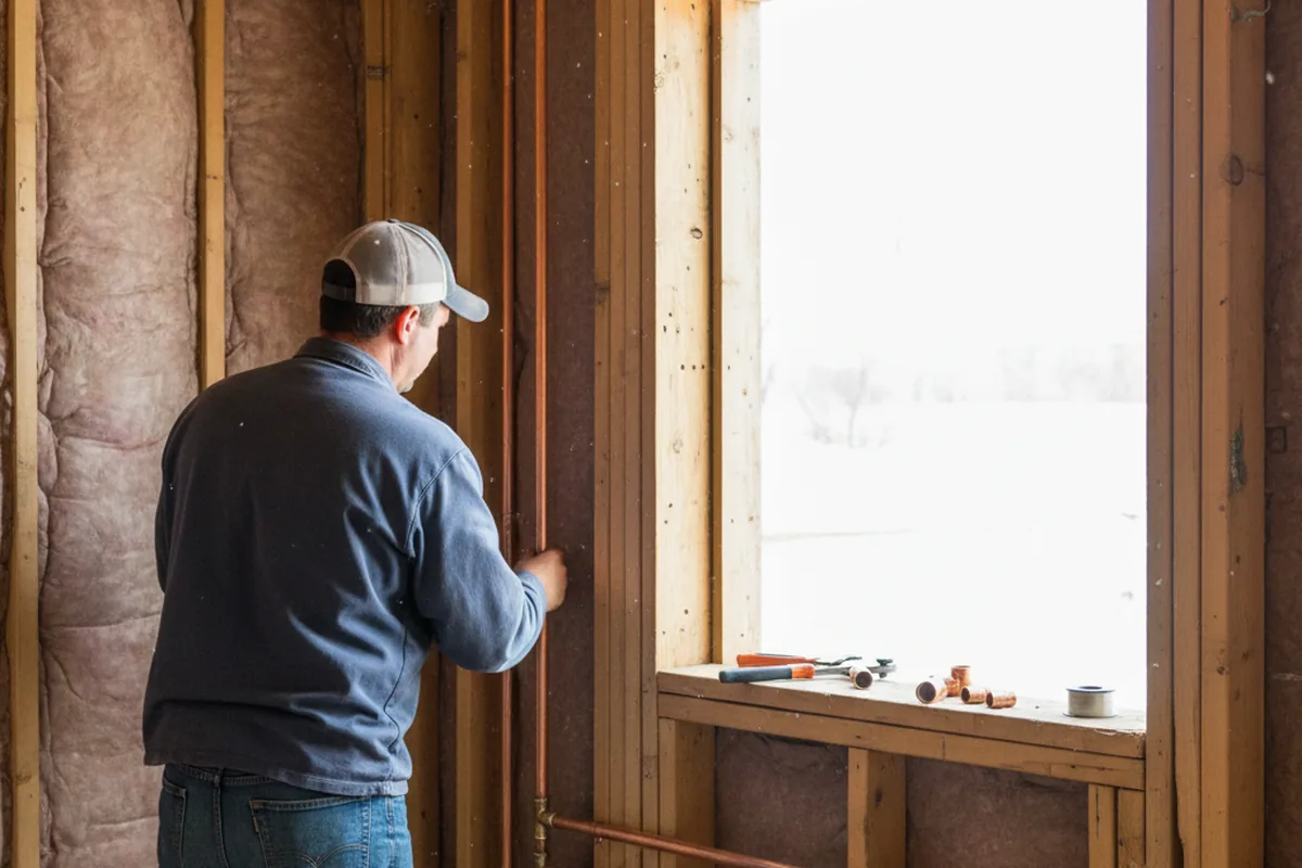 Licensed plumber running new copper supply lines in a Billings home