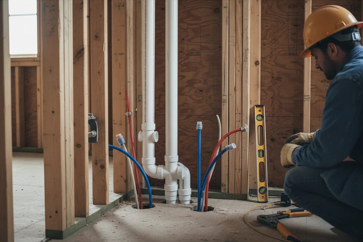 Drain and supply rough-in during Sump Pump Repair in Billings